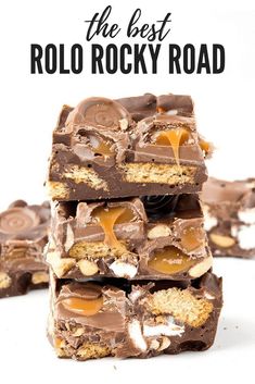 the best rolo rock road is made with chocolate, marshmallows and graham crackers