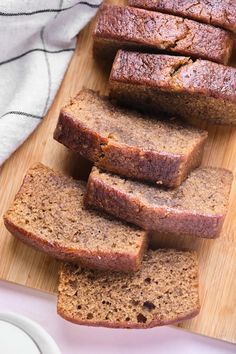 slices of banana bread on a cutting board