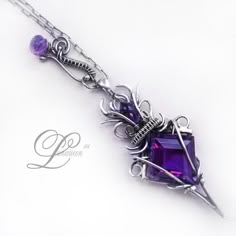 handmade: necklaces , pendants technique: wire-wrapping materials: silver, amethyst Facebook page [link] Online shop [link] Etsy shop [link] ILLIARHTUM Purple Crystal Necklace, God Power, Purple Pendant