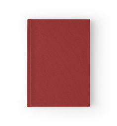 a red hardcover book on a white background with clippings to the front cover