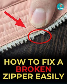 Fix a broken zipper Zipper Problems, Fix Broken Zipper, Fix A Zipper, Zipper Repair, Broken Zipper, Repair Clothes, Diy Clothes Life Hacks, Sewing Stitches, Diy Sewing Clothes