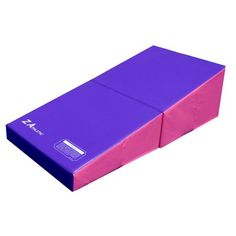 a purple and pink yoga mat on a white background