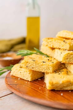 crackers stacked on top of each other with rosemary sprigs in the background