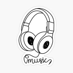 headphones with the word music sticker