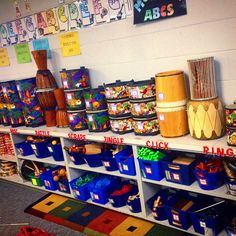 a room filled with lots of different types of toys and crafts on shelves next to each other