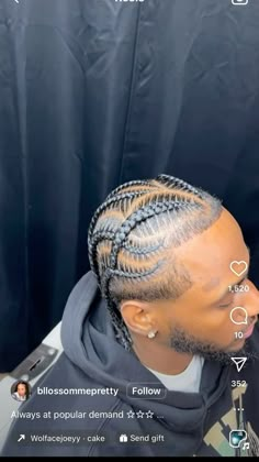 Men 6 Braids Hairstyles, Quick Men Braid Styles, Male Individual Braids, Mens Cornrow Hairstyles, 6 Stitch Braids Men, Zigzag Cornrows Men, Black Boy Hairstyles Braids, Straight Back Braids Men