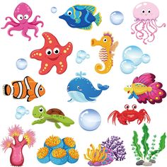 PRICES MAY VARY. Under the Sea Classroom Decor: this package have 48 pieces sea themed cutouts with 60 glue points, the cutouts designed with 16 different underwater creature, each style of 3 pieces; Our sea animal cutout sets have sufficient quantity and style, you can freely mix and match for decoration, or give as gifts to your friends and students Quality Material and Workmanship: our sea accents cutouts are made of 250g card stock; The surfaces of these sea fish cutouts are not having film, Ocean Theme Party Decorations, Fish Cut Outs, Fishing Party Decorations, Ocean Friends, Ocean Theme Party, Animal Cutouts, Fishing Party, Classroom Decor Themes