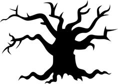 a black and white silhouette of a tree with no leaves on the branches, without leaves