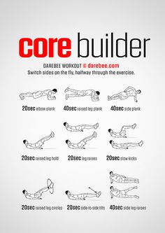 the core builder workout poster shows how to do an exercise with one hand and two hands