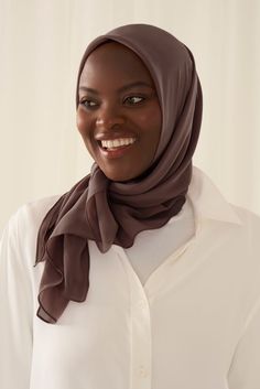 Cocoa Everyday Chiffon Hijab - Haute Hijab Elegant Brown Hijab, Elegant Chiffon Headscarf, Haute Hijab, Female Gaze, Chiffon Hijab, Professional Wear, Beautiful Muslim Women, Cocoa Brown, Again And Again