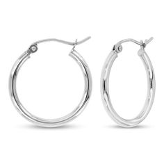 These wonderful 14K white gold tube hoop earrings measure 2x20mm and are a stylish addition to her jewelry collection. The chic earrings shine with a high polish finish and secure with snap-lock backs. Silver Hoops Earrings, Tube Hoop Earrings, White Gold Hoop Earrings, White Gold Hoops, Chic Earrings, Hoops Earrings, Sterling Silver Hoop Earrings, Accessories Jewelry Earrings, Sterling Silver Hoops