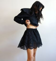 Transparent Skirt, Voluminous Skirt, Lace Mini Skirt With Pockets, Bell Shape Mini Lace Skirt, See Through Lace Skirt In Black Or White, Voluminous Mini Skirt, White Lace Skirt, Bell Skirt Mini Dress, Black Mini Lace Skirt With Pockets. OUTFIT : are 3 items : dress, separate lace skirt, short jacket... https://www.etsy.com/listing/1667391225/set-short-jacket-and-sleeveless-mini COLORS Always in black and white and different colors upon request. MATERIALS Lace, tulle under the skirt, elastic band. SIZE Pls let us know for a perfect fit on you or for the person you like to give it - your height - circumference waist - circumference hips -the total length you will like it from the waist to down the hem PRICE Enjoy the Coupon 30% off when you buy 3 items with the code: SPECIALDISCOUNT Or the d Short Lace Skirt, Black Full Mini Skirt With Relaxed Fit, Black Flared Mini Skirt With Relaxed Fit, Black Voluminous Mini Skirt For Spring, Voluminous Black Mini Skirt For Spring, Voluminous Lined Mini Skirt, Black Relaxed Full Mini Skirt, Elegant Lace Stretch Mini Skirt, Black Voluminous Skirt With Lining