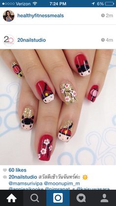 Cny Nail Art, New Year Nails Design, Chinese New Year Nails, Korea Nail Art, Cny Nails, New Year Nail Art