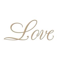 the word love written in cursive writing on a white background with a gold frame