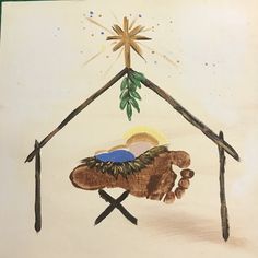 a drawing of a nativity scene with a baby jesus in the mangeroom