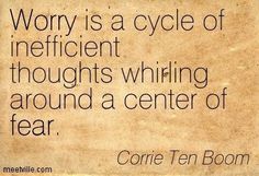 an old paper with the words worry is a cycle of ineffiient thoughts whirling around a center of fear