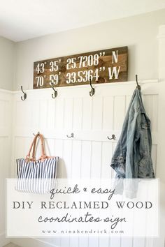 the diy reclaimed wood coat rack is easy to make and looks great in any room