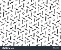 an abstract black and white pattern with stars on the bottom, as well as lines