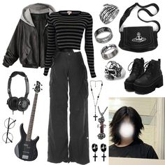 Aesthetic Villain Outfits, Nevermore Academy Inside, Emo Clothes Inspiration, Rock Grunge Aesthetic Outfits, Middle School Emo Aesthetic, Summer Fits Alternative, Outfit Ideas For School Emo, Business Emo Outfits, Emo Thrift Outfits