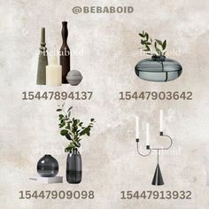 an image of various vases and candles on the same page, with different numbers