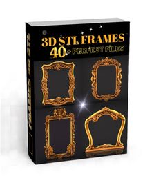 3d gold frames for photoshopping with sparkles on the sides and in the middle