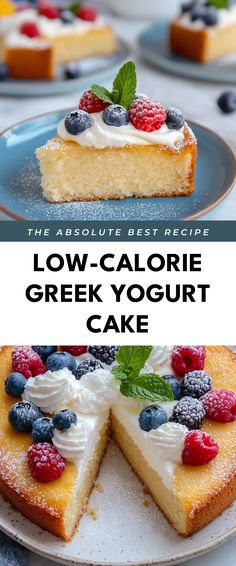 Image for Low-Calorie Greek Yogurt Cake Orange Greek Yogurt Cake, Cake Recipes Using Greek Yogurt, Low Calorie Spice Cake, 3 Ingredient Whipped Yogurt Cake, Cakes Made With Greek Yogurt, Greek Yogurt Tart, No Fat Desserts, Recipes With Plain Yogurt Dinner, Low Calorie Greek Yogurt Dessert