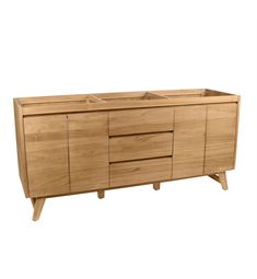 the sideboard is made from wood and has two drawers