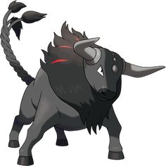 an animal that is standing up with its tail curled in the shape of a bull