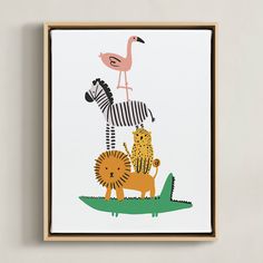 I wanted to create a simplified, eye-catching piece that makes a statement with imperfect lines. When I'm buying artwork, I look for pieces that make a bold impact on its own but that can also work alongside other great pieces in a room. This is what I tried to do here. I also wanted to play with cute animals in a more whimsical way. Animal Kids Room, Kids Room Prints, Whimsical Artwork, Room Prints, Children's Art, Colorful Animals, Baby Bear, Art Wall Kids, I Tried