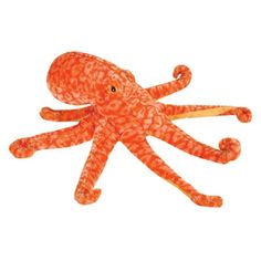 an orange octopus stuffed animal on a white background