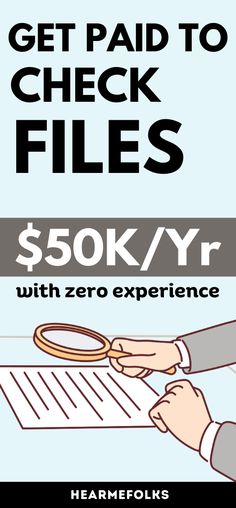 a person is holding a pair of scissors over a paper with the words, get paid to check files $ 50 / yr with zero experience