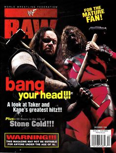 the cover of raw magazine with two men holding baseball bats and wearing red clothing,