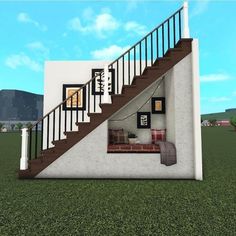 Bloxburg Staircase, Blocksburg Room Ideas￼, Bloxburg House Ideas Layout, House Decorating Ideas Apartments, Simple Bedroom Design, City Layout, Tiny House Layout