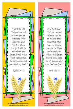 an open book with two pictures of wheat and the words, god truth and love