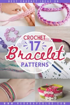 crochet 17 bracelet patterns with text overlay