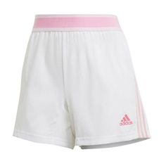 the adidas shorts are white and pink