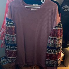 Brand New, With Tags, Waffle Knit Umgee Top. Mauve/Pink Long Bubble Sleeves. Peplum Lace, Lace Tunic Tops, Boho Peasant Top, Printed Tunic Dress, Crochet Tunic, Umgee Tops, Lace Tunic, Waffle Knit Top, Mauve Pink