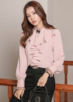 Styleonme Buy Womens Clothes Online, Women Blouses Fashion, Blouse Lace, Fashion Tops Blouse, Short Sleeve Shirt Women, Korean Fashion Women, African Clothing Styles, Hijab Styles, Puff Sleeve Blouse