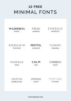 the 12 free minimal font styles to use for any type of logo or website design