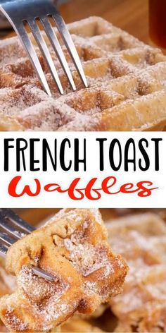 french toast waffles with powdered sugar on top