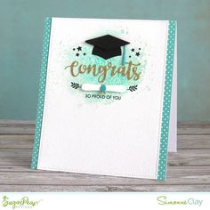 a graduation card with the words congrats and a graduate's cap on it