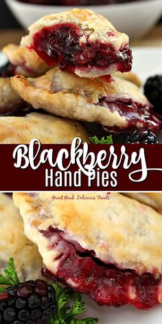 blackberry hand pies stacked on top of each other