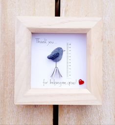 a bird in a frame with the words thank you for helping me grow on it