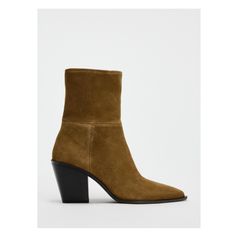 Suede ankle boot with topstitching detail at upper. Pointed toe. Zip closure. Heel height: 3.1 inches (8 cm) Boots 2025, Taupe Boots, Joggers Shoes, Shoes Boots Ankle, Blazer With Jeans, Sweaters And Jeans, Suit Accessories, Suede Ankle Boots, Womens Boots Ankle