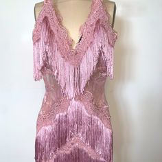 This Pink Number Has Lace Cutouts And Fringe Details Perfect For A Party Where You Plan To Dance And Move! Size Small Fits Sizes 4-6 Color Dusty Pink Never Worn Unfortunately Bought This Right Before Getting Pregnant No Rips Or Flaws Lace Fringe Dress, Pink Fringe Dress, Pink Flapper Dress, Before Getting Pregnant, Disco Dress, Tassel Dress, Lace Cutout, Fringe Dress, Getting Pregnant