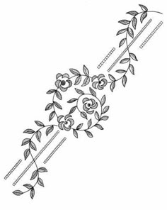 a line drawing of flowers and leaves on the side of a headband with needles