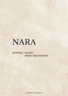 the cover of nara meaning and leader's arabic muslim name