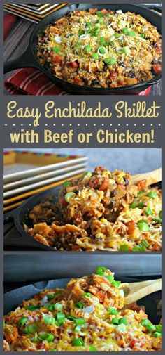 easy enchilada skillet with beer or chicken is the perfect side dish