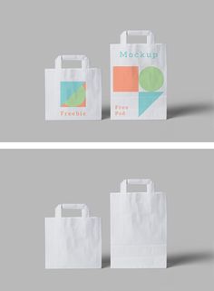 two white bags with different designs on them