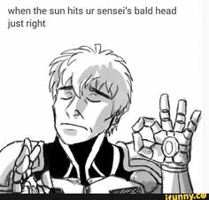 an anime character holding his hands up with the caption that reads, when the sun hits